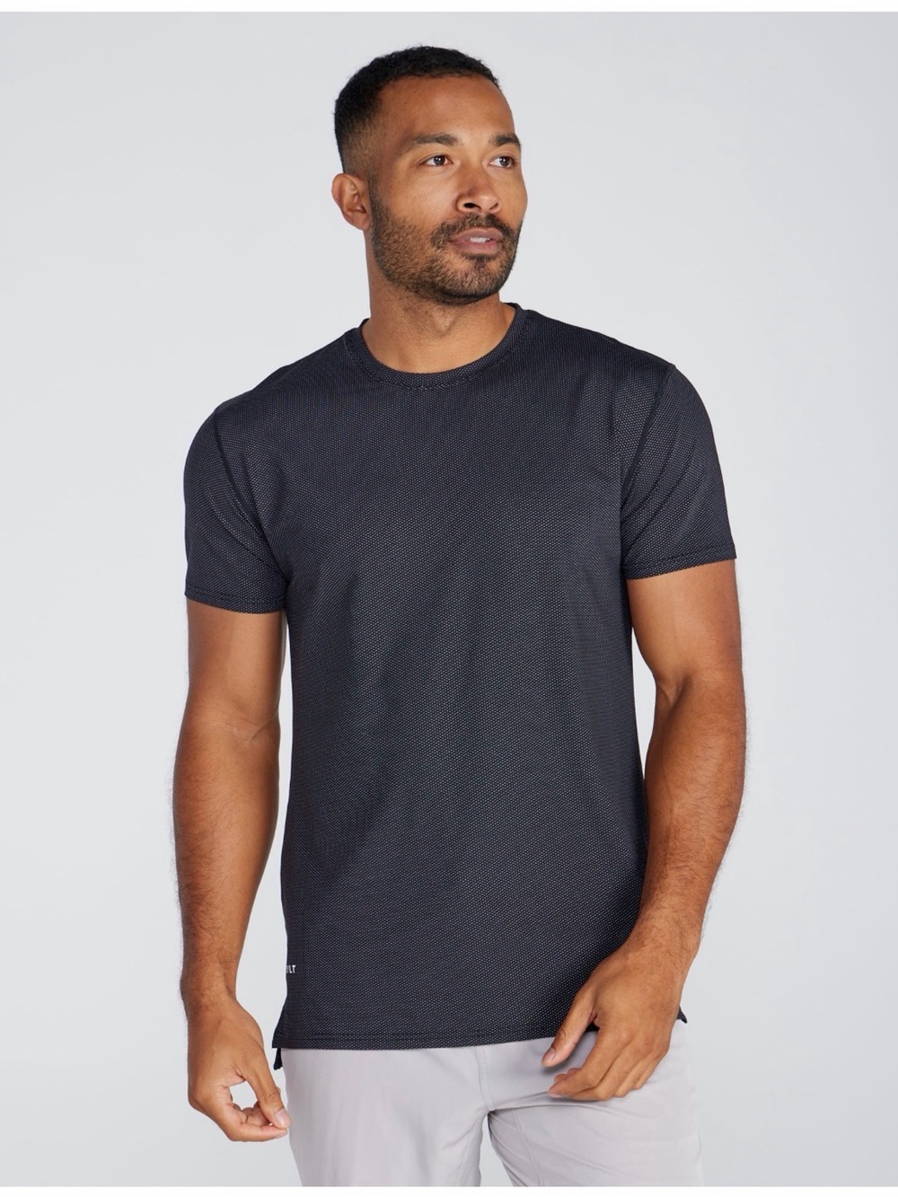 NWT BYLT Black patternCrew Neck Performance T-Shirt - Black